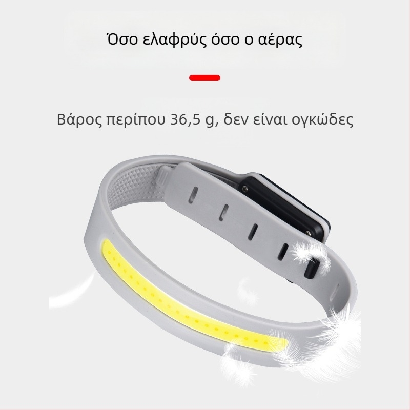 Φως για τον καρπό για τρέξιμο και ποδηλασία — αδιάβροχο μικρού μεγέθους, επαναφορτιζόμενο COB φως 5W, 650mAh, χειροκίνητη φόρτιση