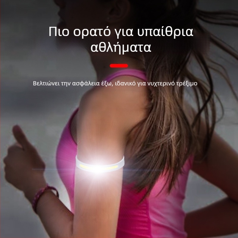 Φως για τον καρπό για τρέξιμο και ποδηλασία — αδιάβροχο μικρού μεγέθους, επαναφορτιζόμενο COB φως 5W, 650mAh, χειροκίνητη φόρτιση
