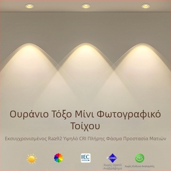 LED ενσωματωμένος κυκλικός downlight COB, αλουμινένιο περίβλημα, CRI ≥95, 220V, έλεγχος με καλώδιο