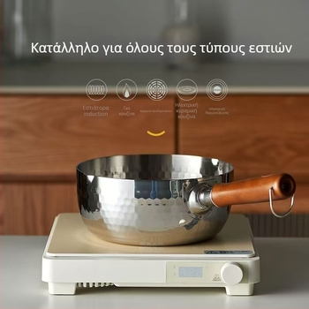 Τηγάνι για γάλα, αντικολλητικό, ανοξείδωτο 316, ιαπωνικού στυλ Yukihira, με μονό πάτο, συμβατό με όλες τις εστίες