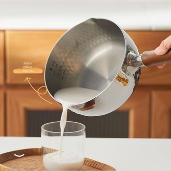 Τηγάνι για γάλα, αντικολλητικό, ανοξείδωτο 316, ιαπωνικού στυλ Yukihira, με μονό πάτο, συμβατό με όλες τις εστίες