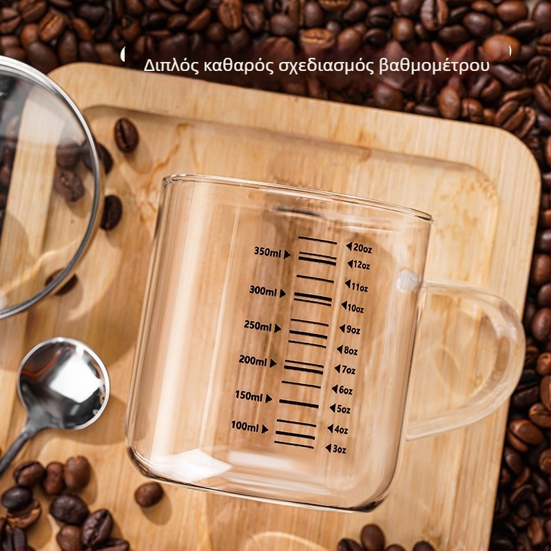 Κούπα γάλακτος με λαβή — θερμοανθεκτικό γυαλί μπόροσιλικό, χειροποίητο, απλός σχεδιασμός