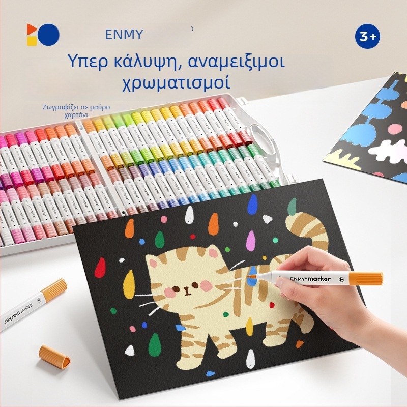 Enmi μαρκαδόρος ακρυλικός διπλής κεφαλής για παιδιά, αδιάβροχος, κατάλληλος για DIY ακουαρέλα, βασική συσκευασία