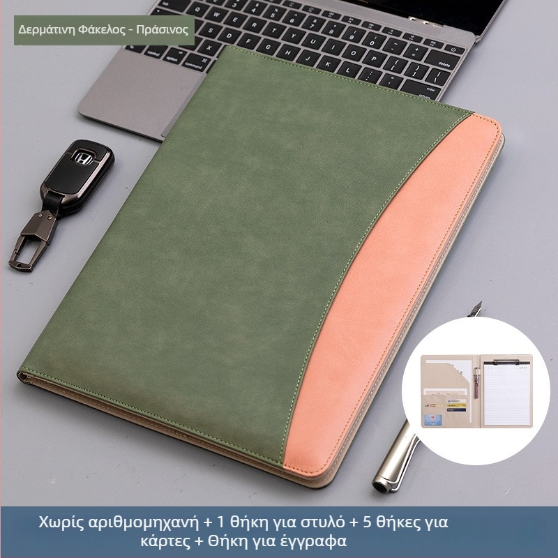 Δερμάτινος φάκελος Α4 με ισχυρό κλιπ και κλιπ πλάκας, δυνατότητα εκτύπωσης λογότυπου