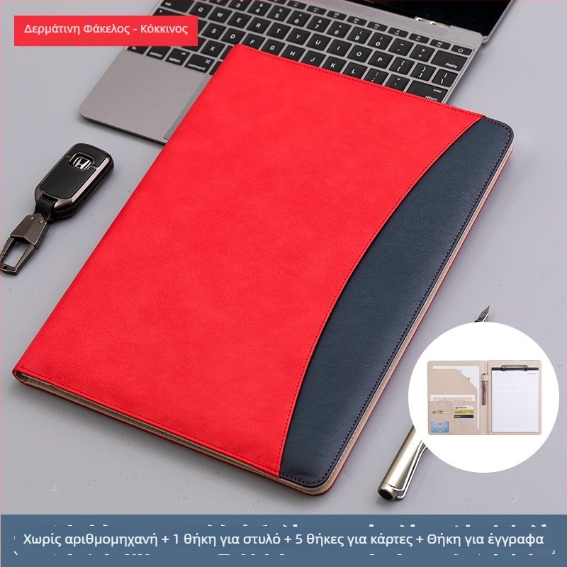 Δερμάτινος φάκελος Α4 με ισχυρό κλιπ και κλιπ πλάκας, δυνατότητα εκτύπωσης λογότυπου