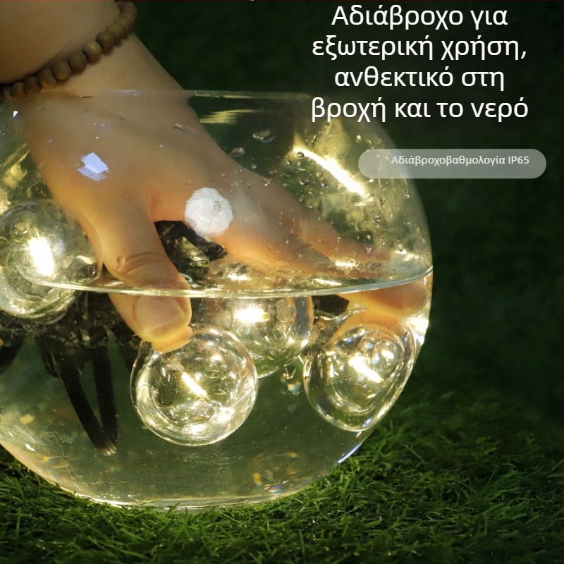 LED Αλυσίδα Φώτων G40, ηλιακή τροφοδοσία, IP65, έλεγχος με τηλεχειριστήριο ή κουμπί