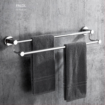 Κρεμάστρα πετσετών τοίχου από 304 ανοξείδωτο χάλυβα, επιφάνεια: χειροβούρτσα/καθρέφτης, φορτίο 20 kg, μονός στρώσης, μοντέρνος σχεδιασμός