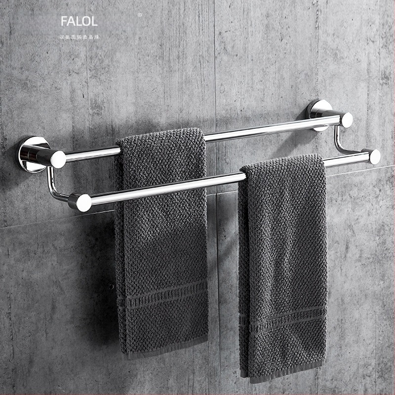 Κρεμάστρα πετσετών τοίχου από 304 ανοξείδωτο χάλυβα, επιφάνεια: χειροβούρτσα/καθρέφτης, φορτίο 20 kg, μονός στρώσης, μοντέρνος σχεδιασμός