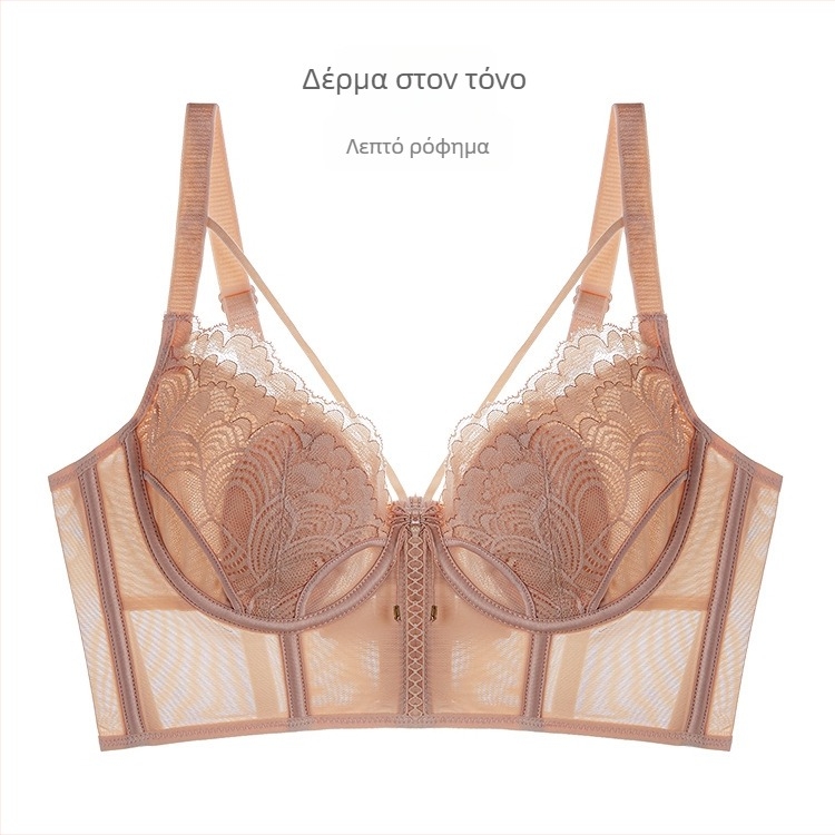 Σουτιέν με αυτιά κουνελιού σε γαλλικό στιλ για γυναίκες, чашка 3/4, ultrathin mold cup, σταθεροί διπλοί ιμάντες, άνω στήριξη, διχτυωτό ύφασμα, κύριο ποσοστό 80–90%