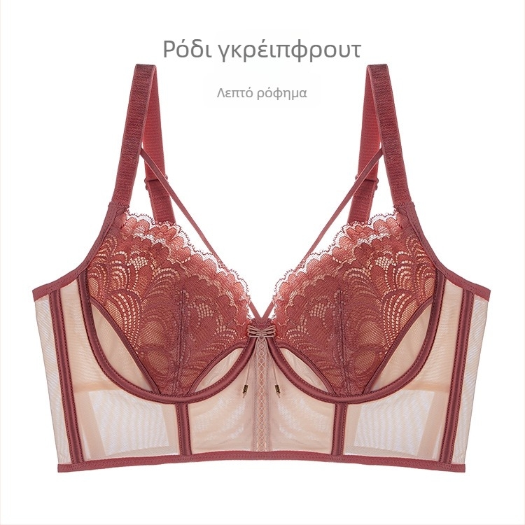 Σουτιέν με αυτιά κουνελιού σε γαλλικό στιλ για γυναίκες, чашка 3/4, ultrathin mold cup, σταθεροί διπλοί ιμάντες, άνω στήριξη, διχτυωτό ύφασμα, κύριο ποσοστό 80–90%