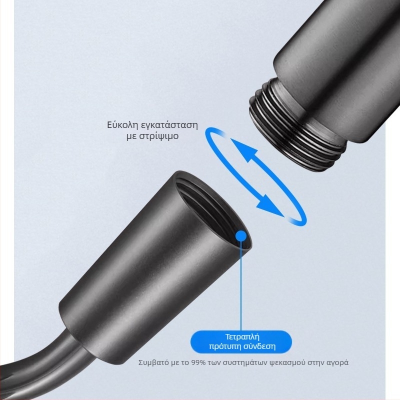 PU τηλεσκοπικός σωλήνας ντους με πιστόλι ψεκασμού, μοντέλο SU022, πίεση 1 MPa, θερμοκρασία λειτουργίας 0–99°C, τύπος εγκατάστασης: βίδωμα