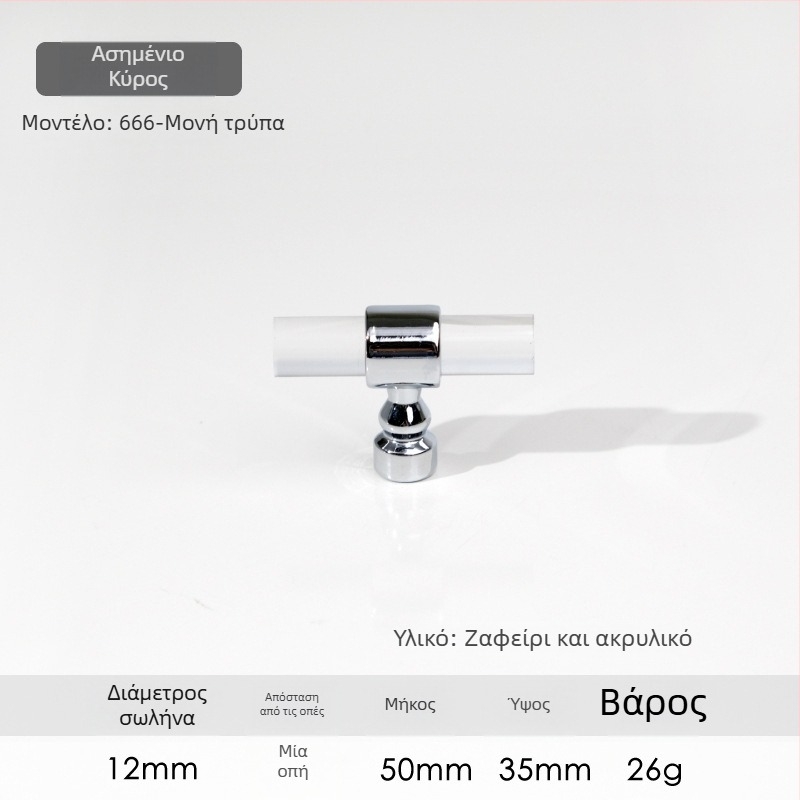 Λαβή πόρτας ντουλάπας – Μοντέλο 96 • Υλικά: ακρυλικό, κράμα ψευδαργύρου • Στυλ: μοντέρνο μινιμαλιστικό • Για πόρτες ντουλάπας