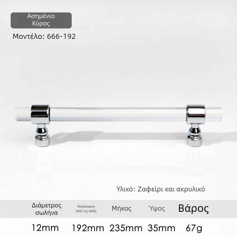 Λαβή πόρτας ντουλάπας – Μοντέλο 96 • Υλικά: ακρυλικό, κράμα ψευδαργύρου • Στυλ: μοντέρνο μινιμαλιστικό • Για πόρτες ντουλάπας