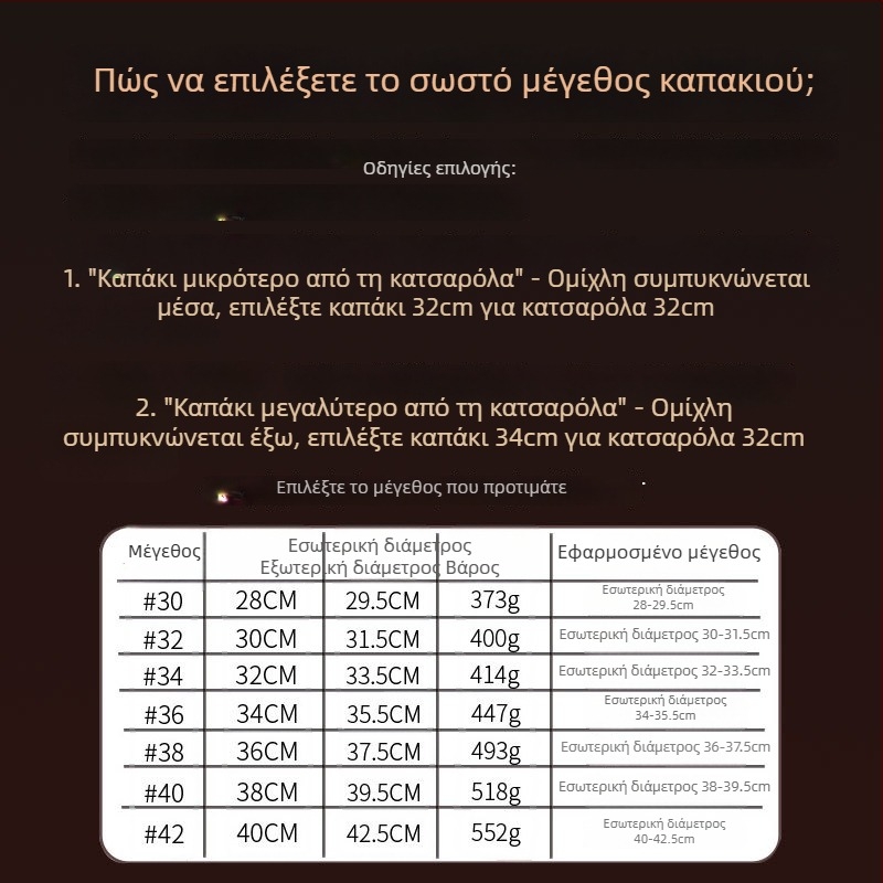 Κάλυμμα κατσαρόλας από ανοξείδωτο ατσάλι • Μοντέλο: Κάλυμμα από ανοξείδωτο ατσάλι • Βάρος: 0,4–0,6 kg • Μάρκα: AKL • Προσαρμογή: Ναι