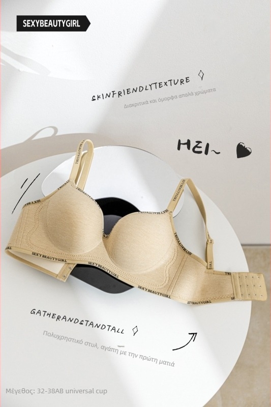 Push-Up ναϊλον σουτιέν, 3/4 καλούπι, αποσπώμενες τιράντες, πίσω κούμπωμα τριών σειρών με γάντζους, σχέδιο ενός ενιαίου κομματιού