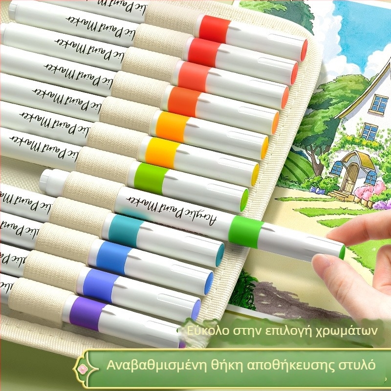 Chalk Time υδατογραφική πένα και ακρυλικός μαρκαδόρος σε στυλ κινεζικό, με μαλακό άκρο, που στοιβάζονται, για μαθητές δημοτικού
