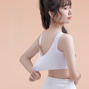 Σουτιέν για κορίτσια, σε στυλ γιλέκου, με πλήρη κάλυψη, επένδυση νάιλον, ύφασμα Ice Silk, αναπνεύσιμο.