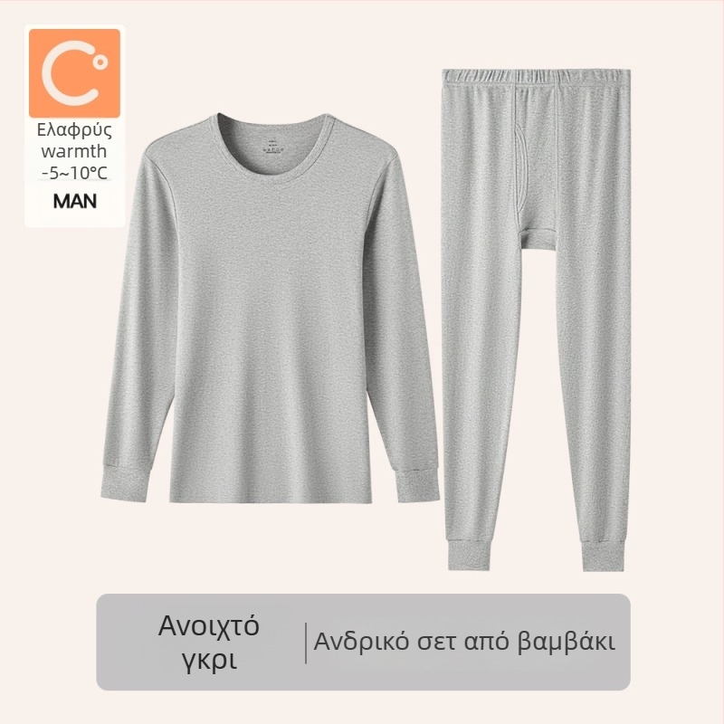 Γυναικείο σετ θερμικού εσωρούχου από 95–100% βαμβάκι, παχύ ύφασμα (201–250 g/m²), μακρυμάνικο τοπ και παντελόνια, για μεσήλικες γυναίκες