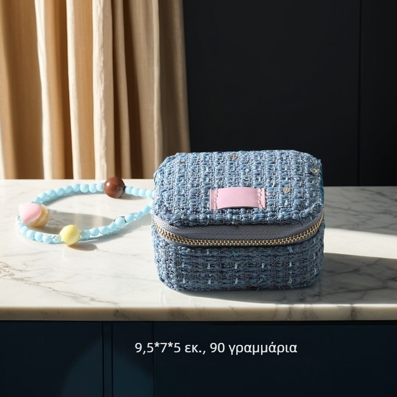 Κουτί κοσμημάτων από βελούδο ρυζιού για δαχτυλίδια, σκουλαρίκια και κολιέ — φορητό, πολυτελής σχεδιασμός συσκευασίας