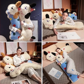 Μακρύ μαξιλάρι με σκύλο σε πουά για κορίτσια, υποστήριξη ποδιών κατά τον ύπνο από την πλευρά και οσφυϊκή στήριξη, κάλυμμα από ύφασμα, γέμισμα PP βαμβάκι