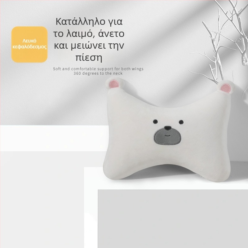 Μαξιλάρι προσκέφαλου αυτοκινήτου με αφρό μνήμης, βελούδινο κάλυμμα, μοτίβο καρτούν αρκούδας, καθολική εφαρμογή για τέσσερις εποχές