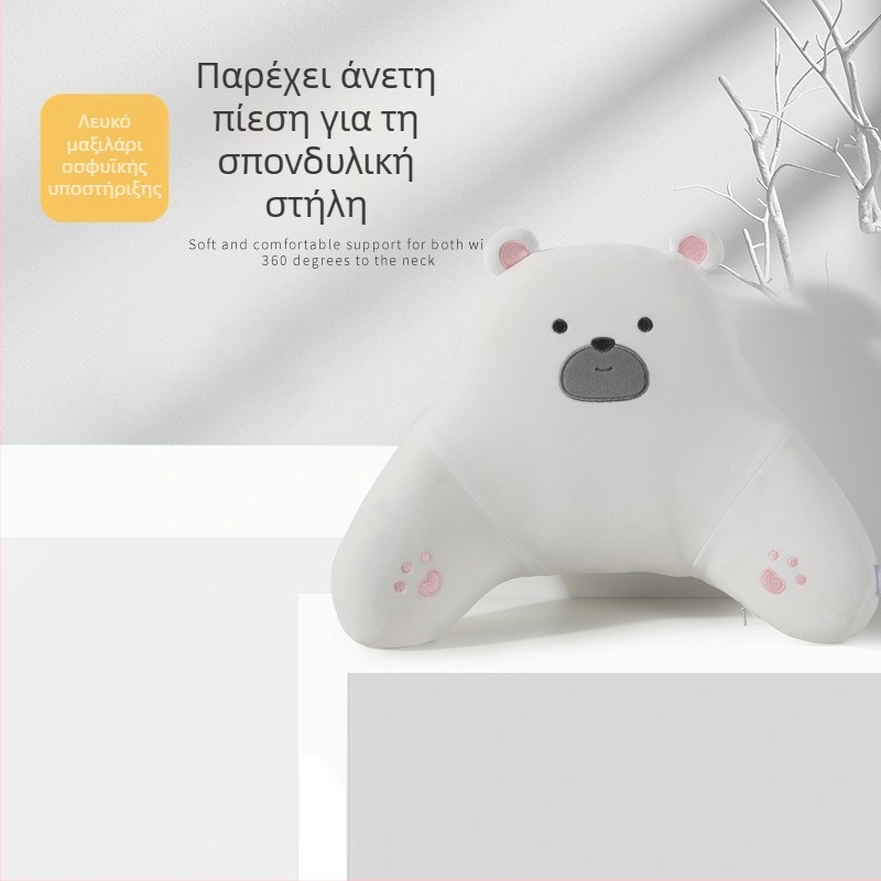 Μαξιλάρι προσκέφαλου αυτοκινήτου με αφρό μνήμης, βελούδινο κάλυμμα, μοτίβο καρτούν αρκούδας, καθολική εφαρμογή για τέσσερις εποχές