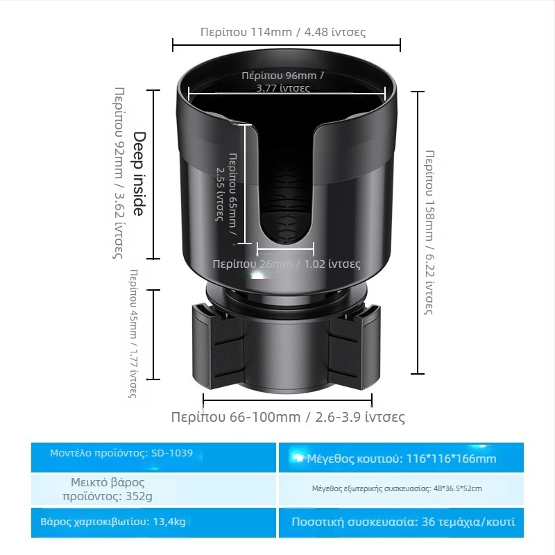 Shunwei SD-1039 Κρατήρας ποτηριού αυτοκινήτου – ABS/PC, Συμβατός με τον αρχικό κρατήρα ποτών, Διαθέσιμος για προσαρμογή