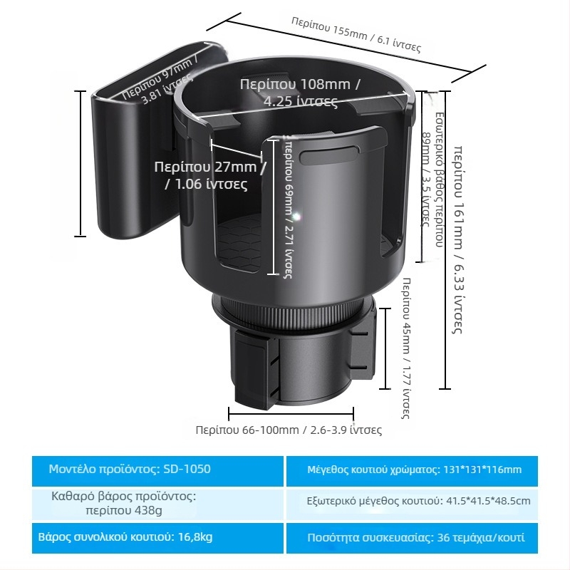Shunwei SD-1039 Κρατήρας ποτηριού αυτοκινήτου – ABS/PC, Συμβατός με τον αρχικό κρατήρα ποτών, Διαθέσιμος για προσαρμογή