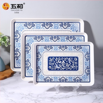 Μελαμινικός τετράγωνος δίσκος τσαγιού σε Νέο κινεζικό στυλ, με ποικιλία σχεδίων, εκτυπωμένο λογότυπο και δυνατότητα παραμετροποίησης.