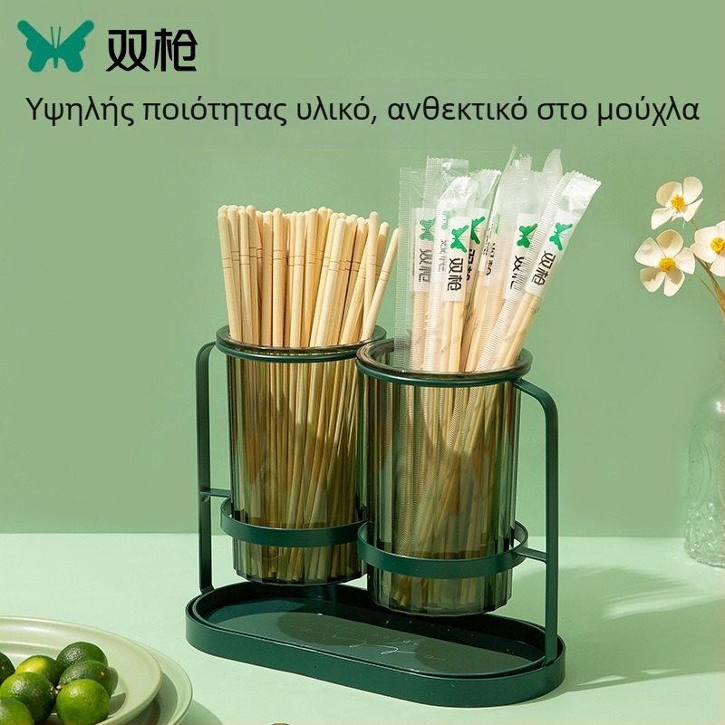 Double Gun μιας χρήσης chopsticks από μπαμπού, καρβονισμένα, στρογγυλά, τετράδα σετ, ατομικά συσκευασμένα