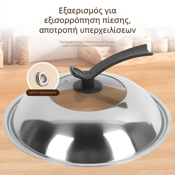 Κάπα κατσαρόλας από ανοξείδωτο ατσάλι; παχύτερο διαφανές γυάλινο καπάκι; συνδυαστικό σχέδιο (Υλικό: Ανοξείδωτο ατσάλι; Μοντέλο: Συνδυαστικό καπάκι; Βάρος: 365 g; Στυλ: Σύγχρονη απλότητα)