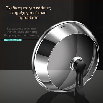 Καπάκι κατσαρόλας από ανοξείδωτο ατσάλι with διαφανές γυαλί, ανυψωμένο σχέδιο, μονωμένη ξύλινη λαβή, 970 g