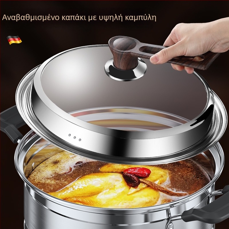 Κύκλικό καπάκι από θερμοσκληρυμένο γυαλί για γουόκ, από ανοξείδωτο χάλυβα, ανθεκτικό σε υψηλές θερμοκρασίες, κατάλληλο για όλα τα wok