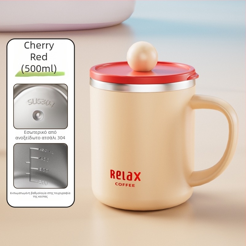 Κούπα από ανοξείδωτο ατσάλι 304 με καπάκι και κλίμακα μέτρησης, γλυκό ύφος για μαθητές, μεγάλη χωρητικότητα, δώρο