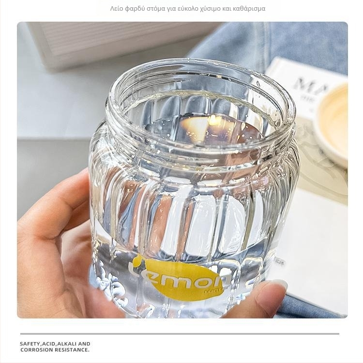 Κούπα πρωινού από borosilicate glass σε ιαπωνικό στυλ με καπάκι, ανθεκτική στη θερμότητα, φορητή για εξωτερική χρήση