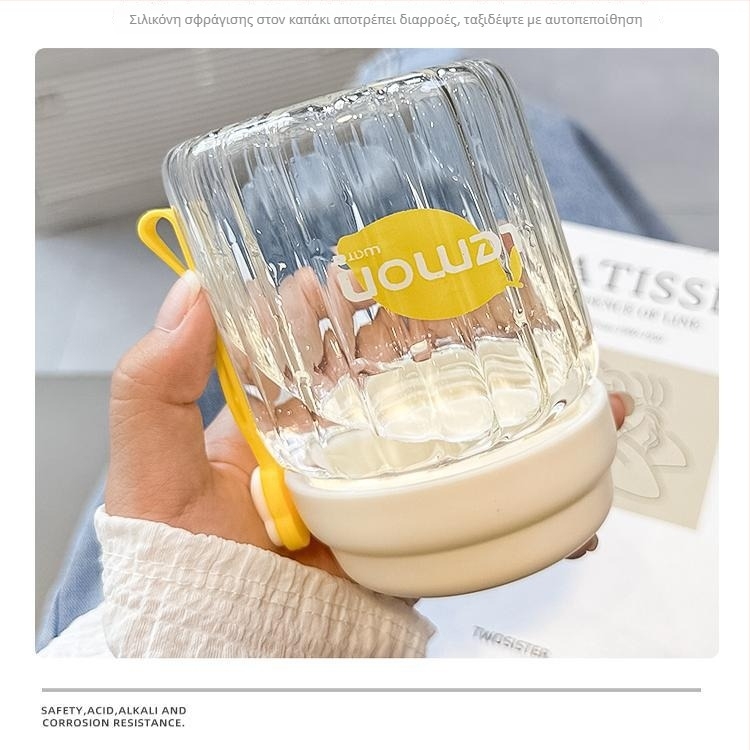 Κούπα πρωινού από borosilicate glass σε ιαπωνικό στυλ με καπάκι, ανθεκτική στη θερμότητα, φορητή για εξωτερική χρήση