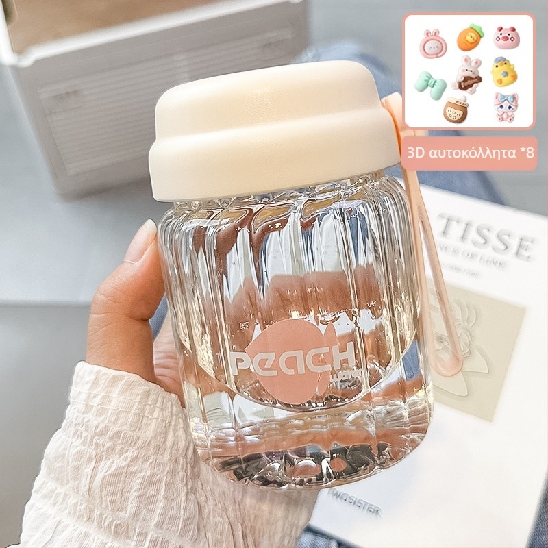 Κούπα πρωινού από borosilicate glass σε ιαπωνικό στυλ με καπάκι, ανθεκτική στη θερμότητα, φορητή για εξωτερική χρήση