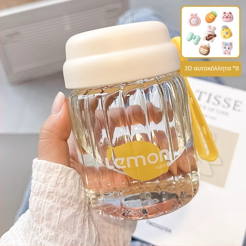 Κούπα πρωινού από borosilicate glass σε ιαπωνικό στυλ με καπάκι, ανθεκτική στη θερμότητα, φορητή για εξωτερική χρήση