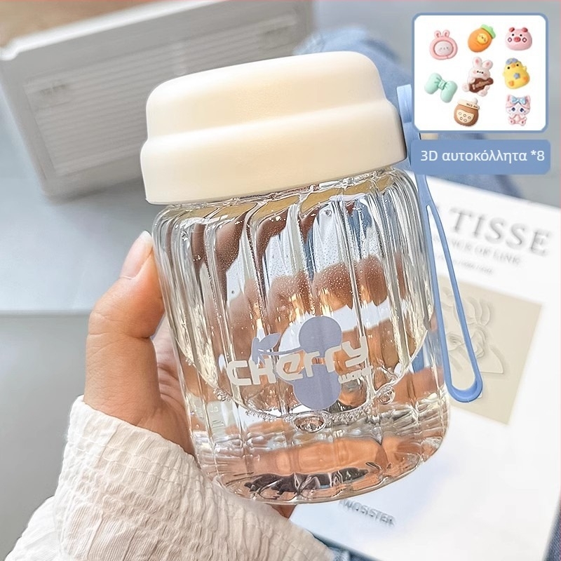 Κούπα πρωινού από borosilicate glass σε ιαπωνικό στυλ με καπάκι, ανθεκτική στη θερμότητα, φορητή για εξωτερική χρήση