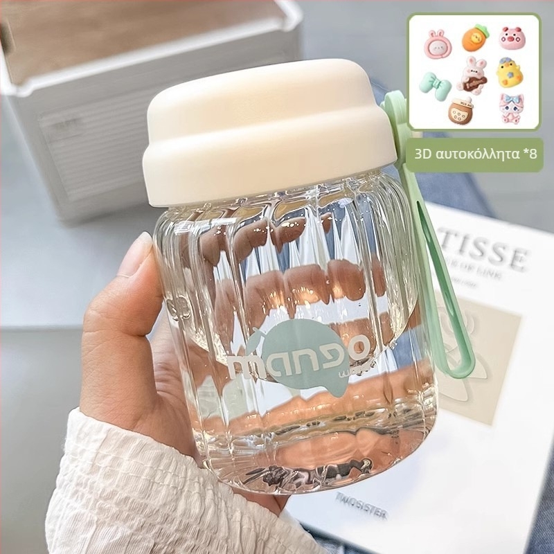 Κούπα πρωινού από borosilicate glass σε ιαπωνικό στυλ με καπάκι, ανθεκτική στη θερμότητα, φορητή για εξωτερική χρήση