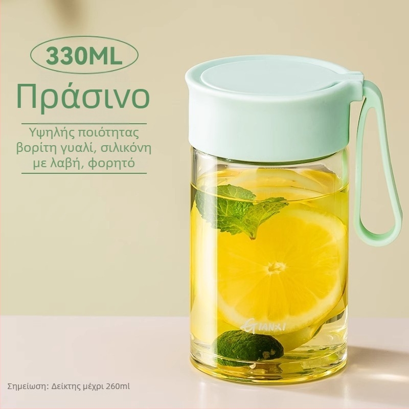 Γυάλινο ποτήρι γάλακτος με λαβή και κλίμακα μέτρησης, ασφαλές στο φούρνο μικροκυμάτων, φορητό