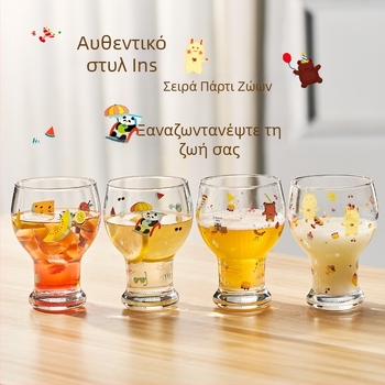 Γυάλινο ποτήρι για ροφήματα, Υψηλόβορσιλιτικό γυαλί, Κυκλικό σχήμα, Καρτούν μοτίβο, Χαριτωμένο στυλ, Εκτύπωση λογότυπου