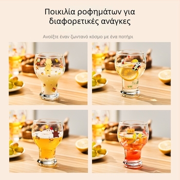 Γυάλινο ποτήρι για ροφήματα, Υψηλόβορσιλιτικό γυαλί, Κυκλικό σχήμα, Καρτούν μοτίβο, Χαριτωμένο στυλ, Εκτύπωση λογότυπου