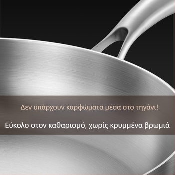 Τηγάνι με αντικολλητικό επίχρισμα για κρέπες και μπριζόλες, από ανοξείδωτο χάλυβα 316, συμβατό με επαγωγή, πολύστρωτο πάτο, γυάλινο καπάκι, βάρος 2 kg, Steel Laimei