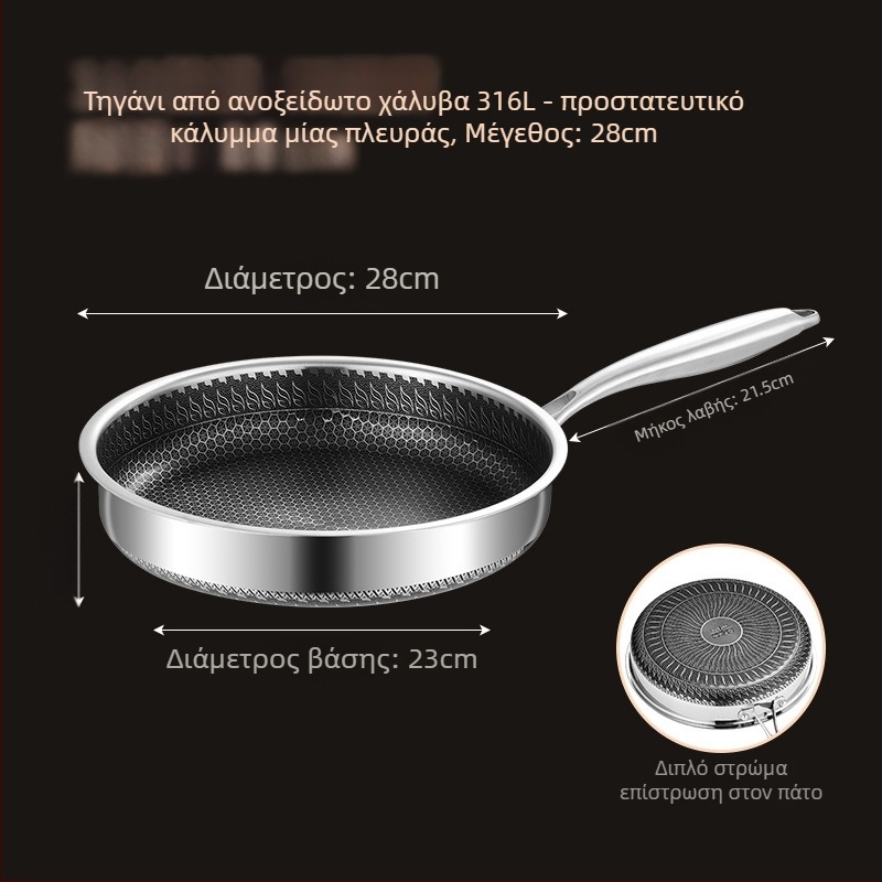 Meilun γουόκ από ανοξείδωτο ατσάλι 316 με πολλαπλό στρώμα πάτου, γυάλινο καπάκι, αντικολλητική επίστρωση