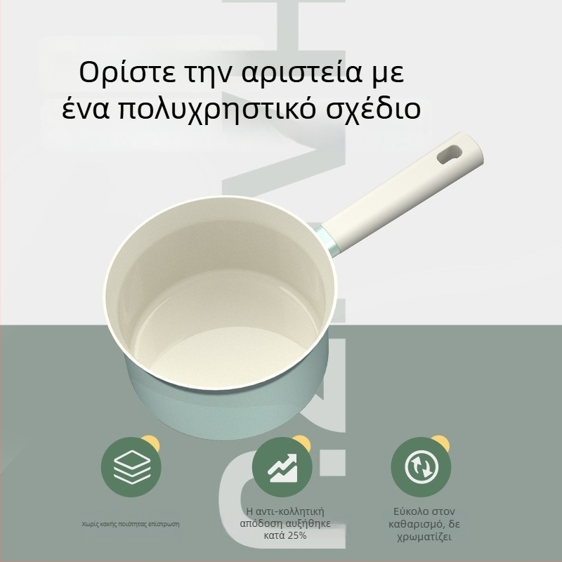 Τεντζέρα για γάλα με μη κολλητικό επίχρισμα, από αλουμινένιο κράμα, αντιβακτηριακή κεραμική επιφάνεια, γυάλινο καπάκι, πολλαπλών στρώσεων βάση