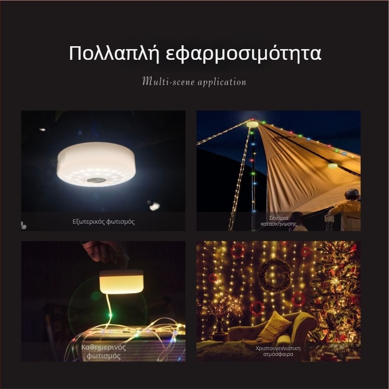 Jiadi Φωτιστικό LED για κατασκήνωση – Επαναφορτιζόμενη 5V LED λωρίδα φωτισμού με διακόπτη