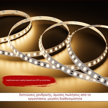 Αυτοκόλλητη LED ταινία, 24V, 120 LED, μοντέλο 2835, γωνία δέσμης 120°, 25 lm ανά LED