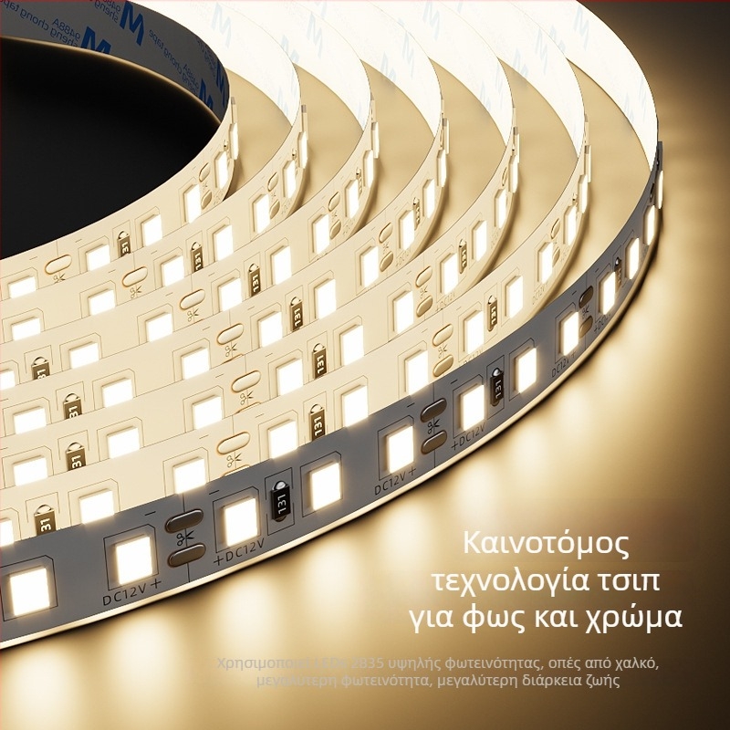 Αυτοκόλλητη LED ταινία, 24V, 120 LED, μοντέλο 2835, γωνία δέσμης 120°, 25 lm ανά LED