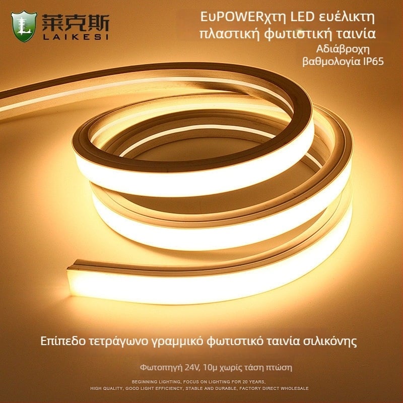 Εύκαμπτη LED λωρίδα σιλικόνης 12V/24V, αδιάβροχη, αυτοκόλλητη, γραμμική λωρίδα φωτός με 120 LED 2835, 180° δέσμη, μη ρυθμιζόμενη